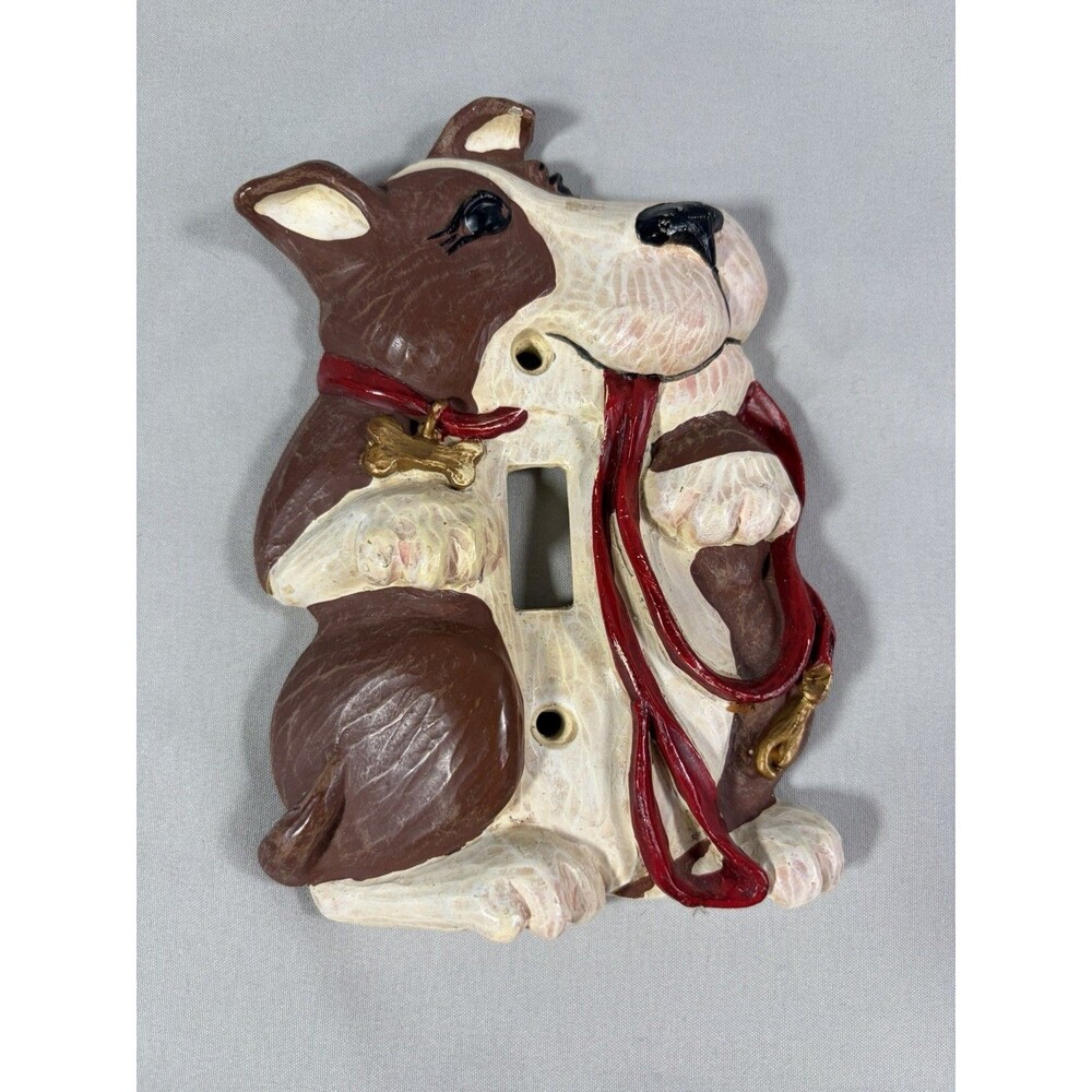 Figi Home Decor Handpaintwd Dog With Leash Switchplate
